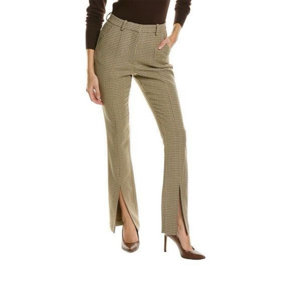A.L.C. Edwin brown plaid trouser pants with front leg slits women's size 2